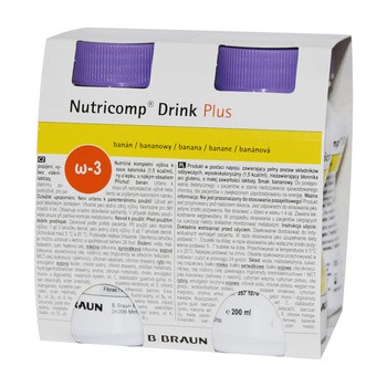 Nutricomp Drink Plus, płyn, smak bananowy, 4 x 200 ml