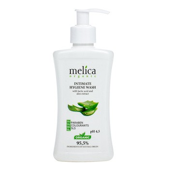 Melica Organic, płyn do higieny intymnej z kwasem mlekowym i ekstraktem aloesowym, 300 ml