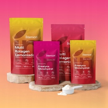 Intenson Kreatyna Monohydrat, smak: truskawka-arbuz, proszek, 260 g
