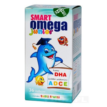 Smart Omega Junior, żelki do żucia, tutti-frutti, 36szt