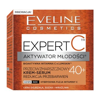 Eveline Expert C Aktywator Młodości 40+, przeciwzmarszczkowy krem-serum, redukcja przebarwień, 50 ml
