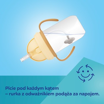 Canpol Babies, Kubek niekapek z rurką i odważnikiem 270 ml, Mountains, żółty, 1 szt.