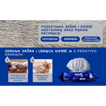 Douxo Spa Multipurpose Wipes, chusteczki wielofunkcyjne dla kotów i psów, 100 szt.