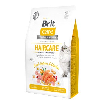 Brit Care Cat Grain-Free Haircare, karma sucha dla kotów wymagających szczególnej pielęgnacji sierści, łosoś i kurczak, 2 kg