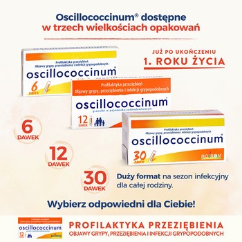 Oscillococcinum na przeziębienie i grypę, granulki, 12 pojemników jednodawkowych po 1 g