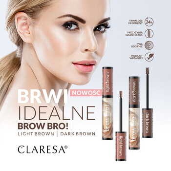Claresa Brow Bro!, maskara do brwi, 02 Dark Brown, 8 ml