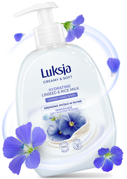 Luksja Creamy & Soft, nawilżające mydło w płynie, Len i Mleczko Ryżowe, 500 ml