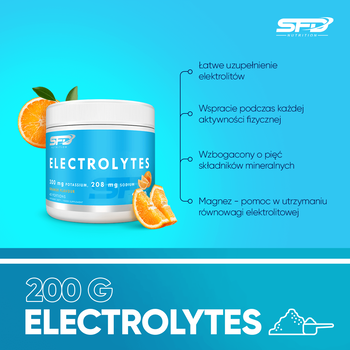 SFD Electrolytes, proszek, smak pomarańczowy, 200 g