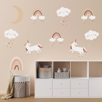 Sipo, Naklejki na ścianę dla dzieci, Jednorożce Boho, 1 szt.