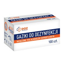 DOZ Product gaziki do dezynfekcji nasączone alkoholem izopropylowym, 100 szt.