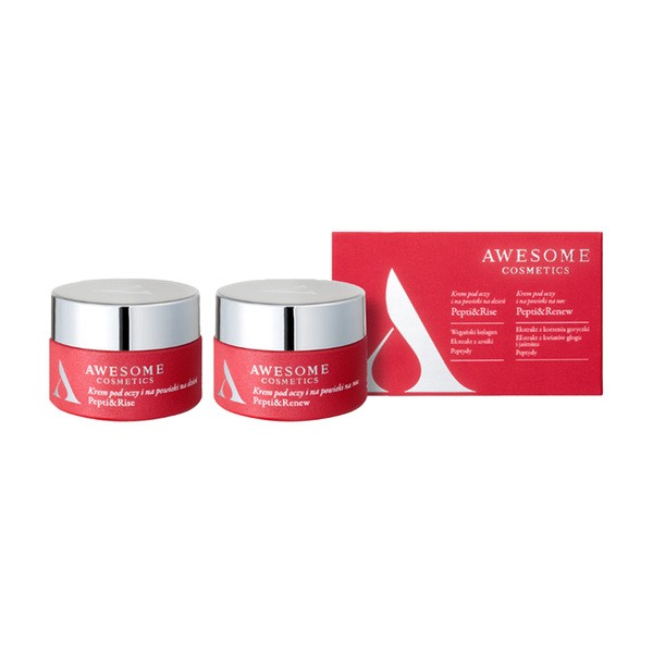 Awesome Cosmetics Awesome Cosmetics Pepti&amp;More, Pepti&amp;Rise, krem pod oczy i na powieki na dzień, 10 ml + Pepti&amp;Renew, krem pod oczy i na powieki na noc, 10ml