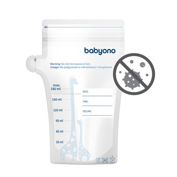BabyOno, jednorazowe woreczki do przechowywania pokarmu,180 ml, 30 szt.