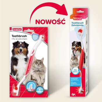 Beaphar, szczoteczka do zębów dla psów i kotów, dwugłowicowa, 1 szt.