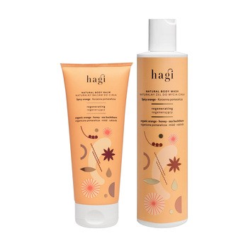 Zestaw Hagi Korzenna Pomarańcza, żel do mycia ciała, 300 ml + regenerujący balsam do ciała, 200 ml