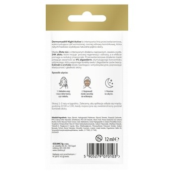 Dermomask Night Active, Złote Nici, maseczka naprawcza, 12 ml, 1 saszetka