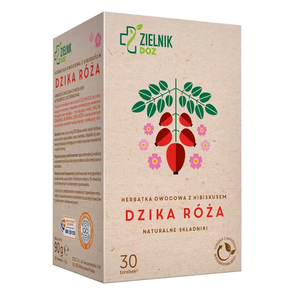 Dzika Róża herbatka owocowa z hibiskusem 30 saszetek [ZIELNIK DOZ] - ZIELNIK DOZ