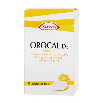 Orocal D3 Lemon, 500 mg + 10 mcg, tabletki do żucia, 30 szt.