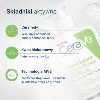 CeraVe, nawilżający krem-pianka do mycia, 473 ml