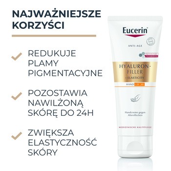 Eucerin Hyaluron Filler+Elasticity, krem do rąk przeciw przebarwieniom, 75 ml