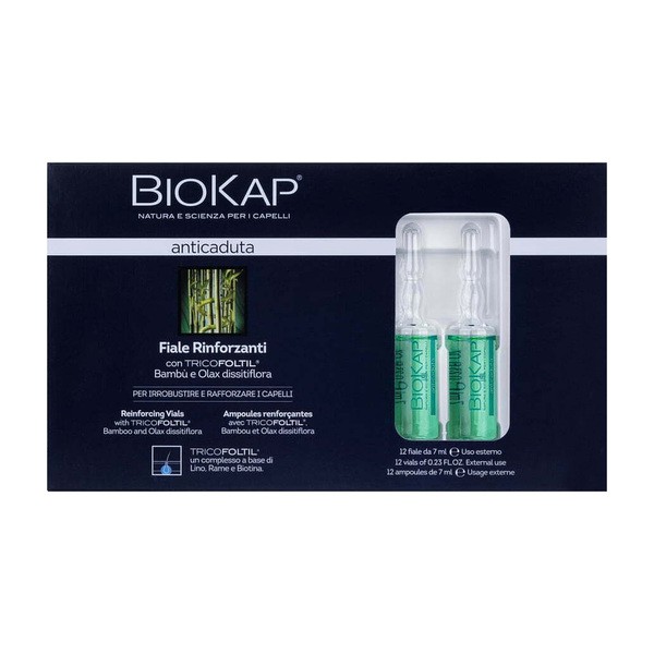 Biokap Biokap Anticaduta, ampułki przeciw wypadaniu włosów, 7 ml, 12 ampułek — Składniki i ocena