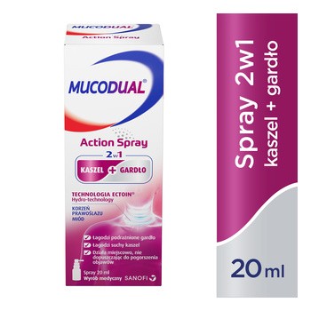 Mucodual Action, spray 2w1, kaszel + gardło, 20 ml