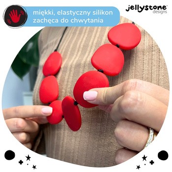 Jellystone Designs, silikonowy gryzak-naszyjnik, czerwony, 1 szt.