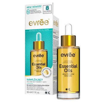Evree Essential Oils, nawilżający olejek do twarzy i szyi, 30 ml