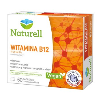 Naturell Witamina B12, 10 µg, tabletki do rozgryzania i żucia, 60 szt.