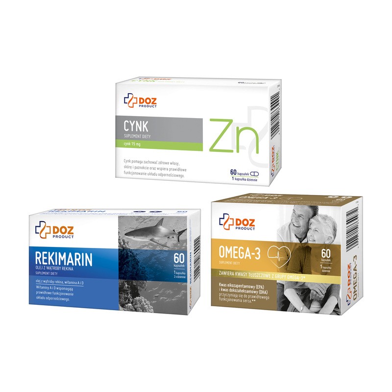 Zestaw DOZ Omega 3 + Cynk + Olej z wątroby rekina