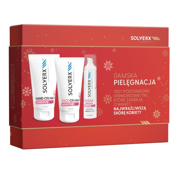 Solverx Zestaw Solverx Sensitive Skin Damska Pielęgnacja, krem do twarzy, 50 ml + krem pod oczy, 15 ml + krem do rąk, 50 ml — Składniki i ocena