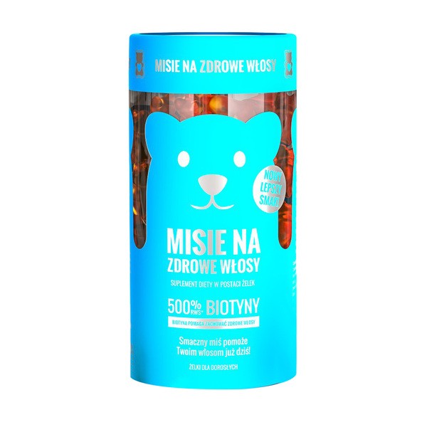 Noble Health Noble Health Misie na zdrowe włosy, żelki, smak pomarańczowy, 300 g