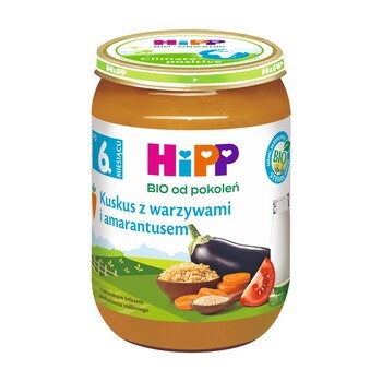 Hipp BIO od pokoleń, Kuskus z warzywami i aramantusem, po 6. m-cu., 190 g
