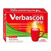 Verbascon Grip, proszek do rozpuszczania, smak malinowy, saszetki, 10 szt.        