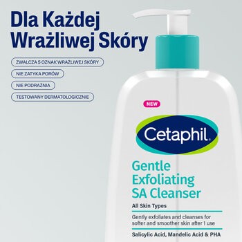 Cetaphil Gentle Exfoliating SA, łagodny żel złuszczający do mycia twarzy i ciała, 236 ml
