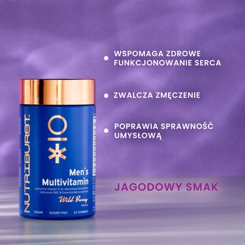 Nutriburst Men`s Multivitamin, żelki, smak jagodowy, 60 szt.