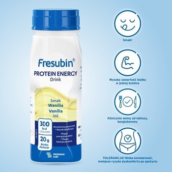 Zestaw 4x MIX Fresubin Protein Energy Drink, smak waniliowy, 4 x 200 ml + cappuccino, 4 x 200 ml + orzechowy, 4 x 200 ml + czekoladowy, 4 x 200 ml