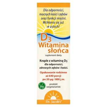 Dr Jacob's Medical, Witamina Słońca D3, krople, 20 ml