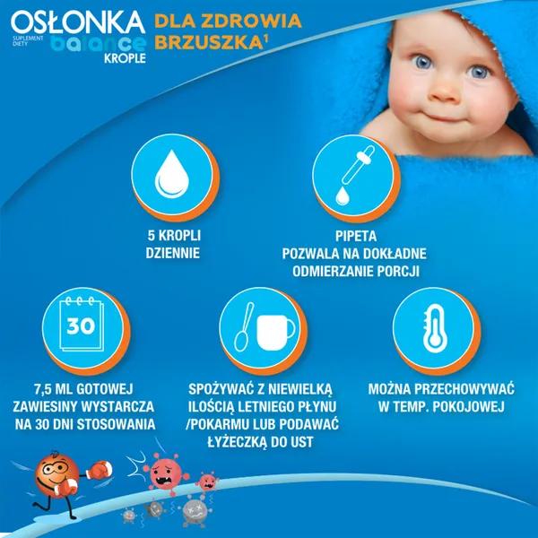 Пробиотик Osłonka Balance для младенцев и детей, с лактобактериями, капли, 7,5 мл — фото 7