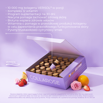 Allnutrition Alldeynn Collarose, 10000 mg, płyn, smak truskawkowo-cytrynowy, 30 szt.