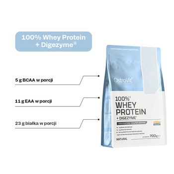 OstroVit 100% Whey Protein + Digezyme, proszek, smak naturalny, 700 g