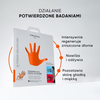 Zestaw 2 x L`Biotica, regenerująca maska na dłonie w rękawiczkach, 26 g
