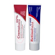 Zestaw Cremobaza 50%, krem o właściwościach złuszczających, eliminujący zrogowacenia, 30 g + Retinobaza 17000, farmaceutyczny krem z witaminą A, 30 g https://azcdn.doz.pl/image/d/product/8e1c89e8-scale-180x180.png