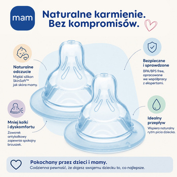 MAM, smoczek na butelkę, 0m+, 2 szt.