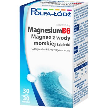 Magnesium B6 Magnez z wody morskiej, Polfa Łódź, tabletki, 30 szt.