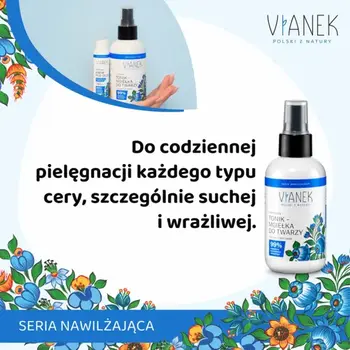 Vianek, nawilżający tonik-mgiełka do twarzy, 150 ml