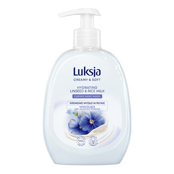 Luksja Creamy & Soft, nawilżające mydło w płynie, Len i Mleczko Ryżowe, 500 ml