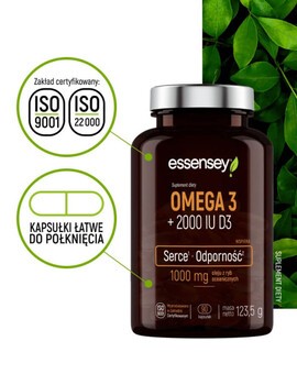 Essensey Omega 3 + 2000 IU D3, kapsułki, 90 szt.