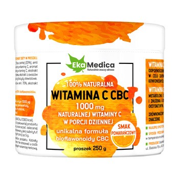 Witamina C CBC, proszek, smak pomarańczowy, 250 g