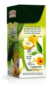Big-Active, Zielona herbata z pigwą, liściasta, 100 g