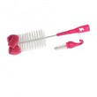 Akuku, szczotka do butelek i smoczków z gąbką, różowa, 1 szt.